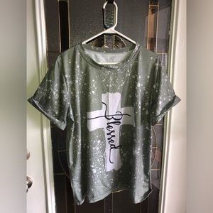 Green bleach “Blessed” T-shirt